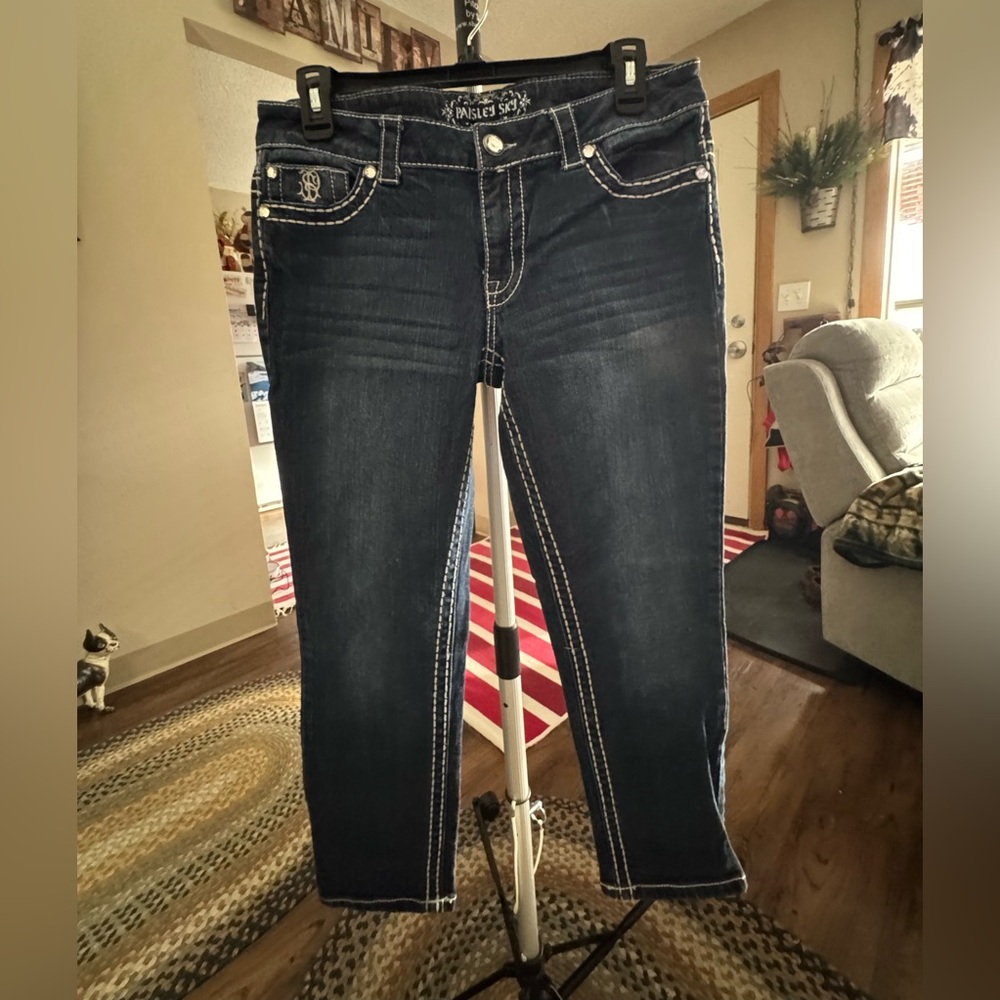 Paisley Sky Women's Dark Blue Ankle Jeans